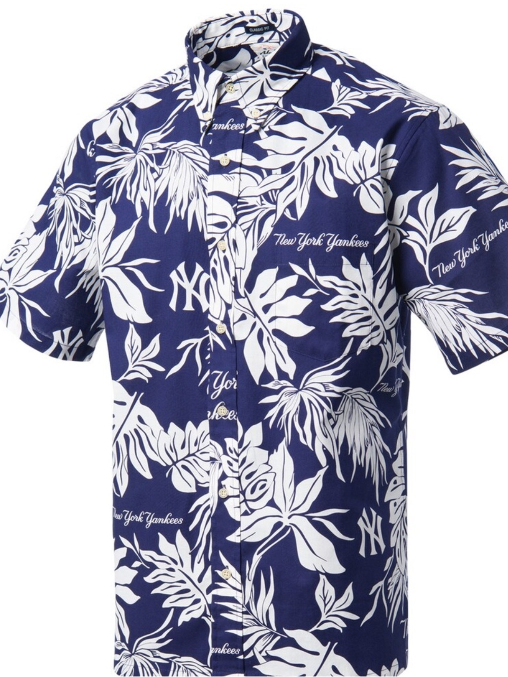 New York Yankees Reyn Spooner Navy Aloha Button-Down Shirt Size Large Blue White